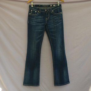 MissMe embroidered pockets 98%cotton darkwash low midrise Bootcut Jeans w28